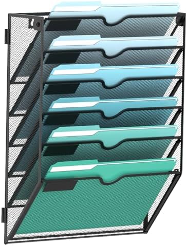 6-Tier Wall File Organizer, Hanging File Holder, Wall Mounted Mail Sorter by SUPEASY
