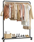 Sakugi Clothes Rack - Clothing Rack with Storage Mesh Shelf & Casters, Heavy-Duty Metal Clothing Rack for Hanging Clothes, Dresses, Coats, Large Load Capacity, Easy Assembly, Black, 44.3"x16.9"x59.0" by Sakugi