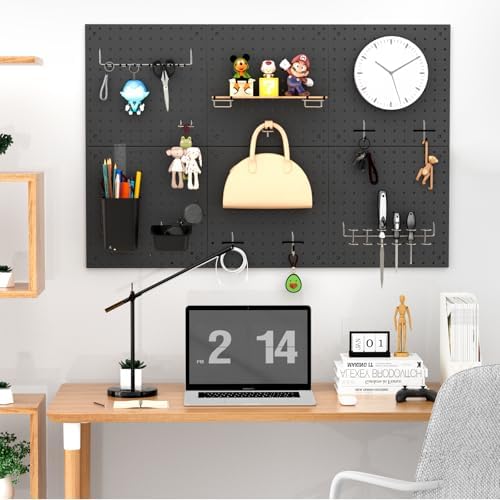 Peg Board Kit, Includes Pegboard and Accessories,with Hooks and Bins,Peg Board Wall Organizer for Office,Ornaments Display,Crafts Organization (129, Black) - Image 6