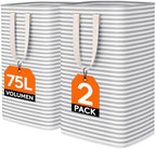 Lifewit 2 Packs Freestanding Clothes Hamper with Carry Handles, Large Tall Laundry Basket for Organization for Adults in Laundry Room Dorm Bedroom, Gray, 2 x 75L by Lifewit