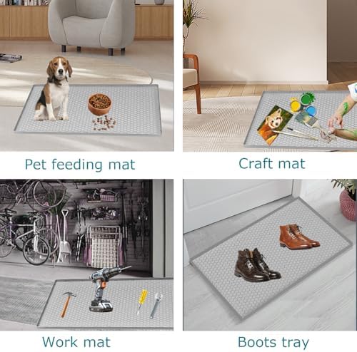 Under Sink Mat 28 x 22 for Kitchen Waterproof, Silicone Under Kitchen Bathroom Protector Sink Liner Mat, Easy to Clean Cabinet Mat Organizers and Storage, Light Grey - Image 5