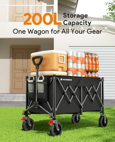 Collapsible Wagon Cart with Wheels, 440LBS for Grocery Shopping Camping - Image 3