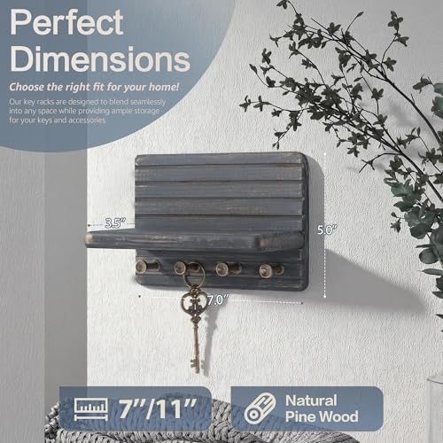 Rebee Vision Key Holder Wall Mount with Shelf for Entryway, Royal Blue - Image 5