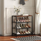 Yusong Shoe Rack Organizer, 4 Tier Industrial Shoe Storage Shelf, Narrow Sturdy Metal Shoe Shelves for Closet Entryway, Rustic Brown - Image 4