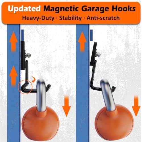 Heavy Duty Magnetic Garage Hooks,2 Pack Strong Large Magnet Hook for Power Drill,Garden Tools,Hose,Pegboard,Garage, Workshop,Magnetic Storage Hooks for Indoor Outdoor Hanging(Black) - Image 5