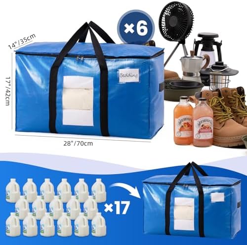 TAILI 6 Pack Blue Extra Large Moving Bags,Storage Bags with Visible Window - Image 6