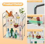 NPPLUS 3 Tier Bathroom Counter Organizer Matte Black+Clear Acrylic Vanity - Image 3