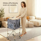 Laundry Basket with Wheels, 35.9" No-Bend Rolling Hamper, Grey - Image 4