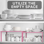 Simple Houseware Expandable Stackable Kitchen Counter Shelf Organizer, Pink, Metal Top, 11.25 in L x 7.9 in W x 5.4 in H - Image 5