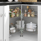 YITAHOME 28-Inch Kidney Shaped Chrome Pie Cut 2-Shelf Lazy Susan Corner by YITAHOME