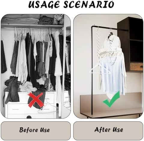 6 Pcs Heavy Duty Space Saving Hangers, Maijdoany Clothes Hangers Capacity Metal Closet Organizer with 360° Swivel Hook, Collapsible Clothing Hanger for Dorm, Travel & Home Storage Organization - Image 4