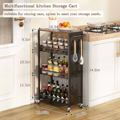 Utility Slim Storage Cart 4 Tier Rolling Laundry Room Organization Cart： - Image 6