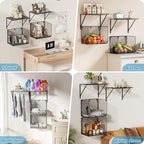 2 Pack Laundry Room Shelves Organization and Storage,Wall Mounted Clothes Drying Rack with Wire Mesh Basket Over Washer and Dryer, (Black, 2 Pack) - Image 5