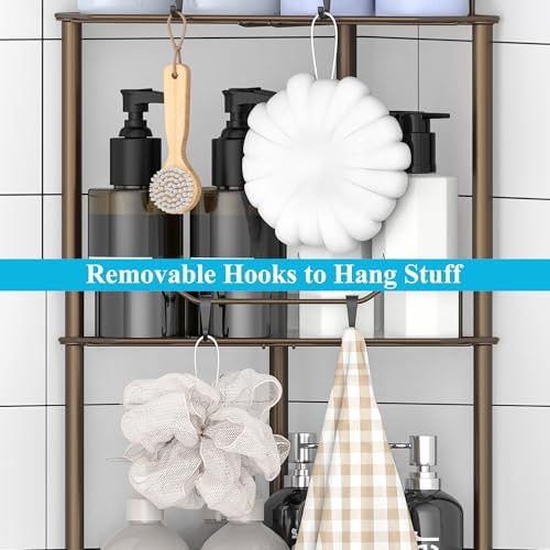 HuggieGems Metal Floor Standing Corner Shower Caddy, Bronze, 5 Tier - Image 6