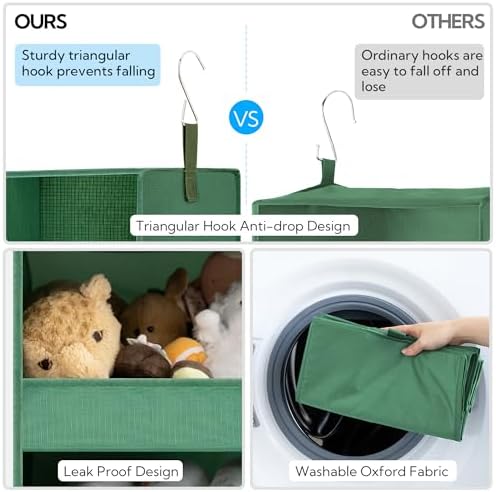 GRANNY SAYS 3-Shelf Hanging Closet Organizer, Foldable Storage, Dark Green | 33 lb Capacity, No-Sag Support, Keeps Clothes Neat, Folds Flat, Fits RV, Dorm & Small Closets - Image 5