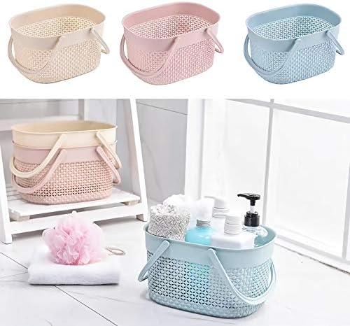 rejomiik 2 Pack Plastic Shower Caddy Basket, Portable Organizer Storage Tote with Handles Toiletry Bag Bin Box for Bathroom, College Dorm Room Essentials, Kitchen, Camp, Gym, Blue - Image 2