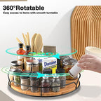Lazy Susan Turntable Organizer with Anti-Slip Mat for Cabinet Pantry Kitchen Countertop Refrigerator Office, Pine Wood, 13", Carbonized Black - Image 5