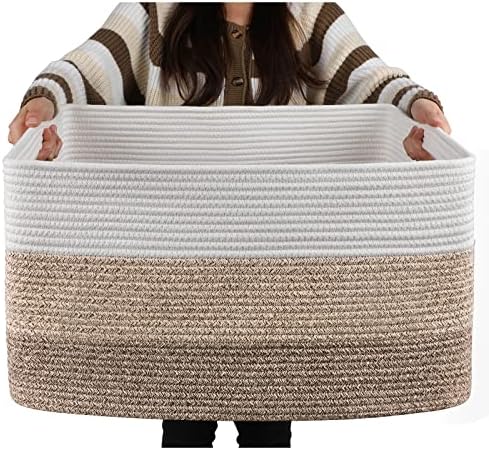 OIAHOMY Blanket Basket Laundry Basket Dog Toy Basket 75L Gradient Brown by MasterofSpaceOptimization
