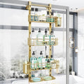HapiRm Hanging Shower Caddy Organizer - Shower Shelf with 22 Hooks and 2 Toothbrush Holders, No Drilling Adjustable Hanging Bathroom Organizer - Gold by HapiRm