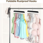 Tank Top Hanger with 40 Hooks for Closet Organizer, Premium Wood Bra Hanger | 2 Pack Foldable Space Saving Hangers Closet Organizers and Storage, Closet Accessories Multi Hook Hanger for Dorm & Apartment - Image 3