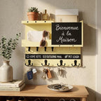 Key Holder Wall Mount with Shelf, Key Hooks for Wall, Ivory Yellow by HEKOOLA