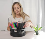 Black Rotating Desk Organizer with Dividers Lazy Susan Caddies for Home School Office Supplies, Pens, Markers and Art Supplies for Classroom - Image 6