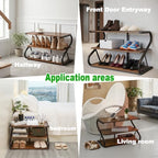 Wooden Shoe Rack for Entryway Closet, S-Shaped Shoe Storage Shelf - Image 6