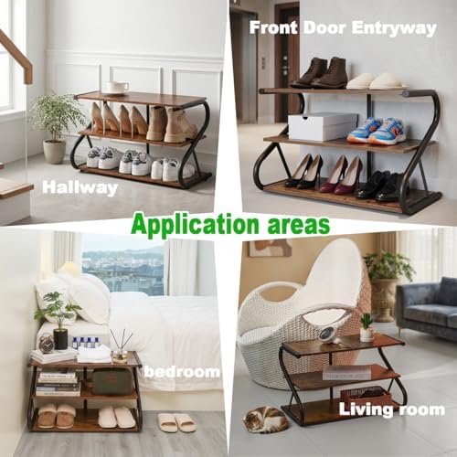 Wooden Shoe Rack for Entryway Closet, S-Shaped Shoe Storage Shelf - Image 6