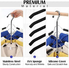 Ripeng Space Saving Clothes Hanger 8 Packs 5 in 1 Multi Layer Anti Slip Metal Heavy Duty Stainless Steel Sweater Shirt Clothes Hangers Closet Storage Organizer (Black, Style 1) - Image 3