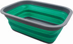 SAMMART 9.2L (2.37Gallon) Collapsible Tub - Portable Outdoor Picnic Basket/Crater - Foldable Shopping Bag - Space Saving Storage Container (M, Dark Grey/Bluish-Green) by SAMMART
