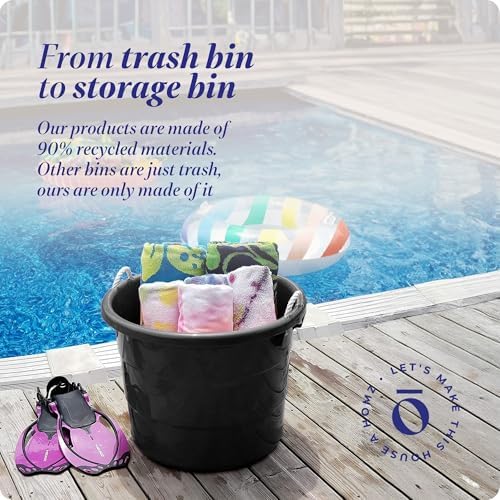 HOMZ Utility Tub, Storage Bucket with Rope Handles, 18 Gal, Black, 2 Pack - Image 5