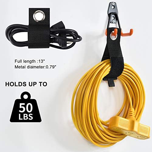 AOBEN 24PCS Garage Hooks, Heavy Duty Double Garage Hanger Organizer Wall Mount Iron Anti-Slip Garage Storage Hooks for Ladder, Power Tool,Bike,Ropes（23 Hooks & 1 hoder Strap-Black - Image 4