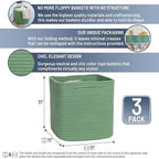 NaturalCozy Storage Cubes 11 Inch Cotton Rope Woven Baskets for Organizing, 3-Pack | Cube Storage Bin | Square Storage Baskets for Shelves Organizer, Classroom, Kids Toy Bins, Closet, Baby Nursery - Image 2