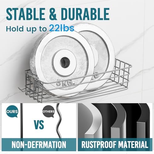 TAILI Shower Caddy Suction Cup 2 Pack with Hooks & Soap Holder, Heavy Duty Shower Organizer for Bathroom, No Drilling Bathroom Organizer with Large Capacity, Metal Storage Holder-Grey - Image 3
