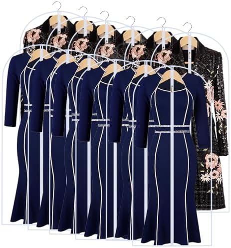 Garment Bags for Hanging Clothes 24'' x 55'' (Set of 12) Coat Covers for Closet Foldable Washable Dress Bags for Hanging Clothes for Long Dress Dance Costumes Suits Gowns Coats by UOUEHRA