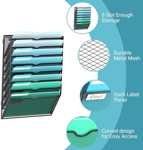 SUPEASY 8-Tier Wall File Organizer, Wall Mounted Mail Sorter, 2 Pack - Image 3