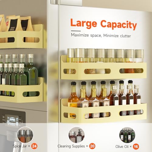 Sevenblue 4-Pack Magnetic Spice Rack for Refrigerator with Hooks, Yellow - Image 4