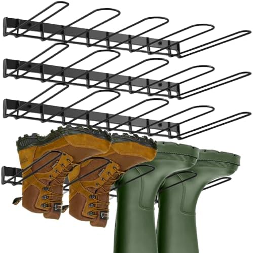 8 Pair Boot Rack Wall Mount for Entryway Garage Mudroom Closet Indoor Outdoor - Wader Hangers for Drying Fishing Rain Hiking Tall Cowboy Boots - Boot Hanger Holder for Storage Organizer by Plowatxi