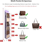 Lirex Over The Door Purse Organizer & Purse Shelf for Closet – Handbag Storage Organizer with Purse Hanger. Perfect for Scarves, Hats, and Leggings. L (15.7'' x 5.7'' x 68''), Purple - Image 2