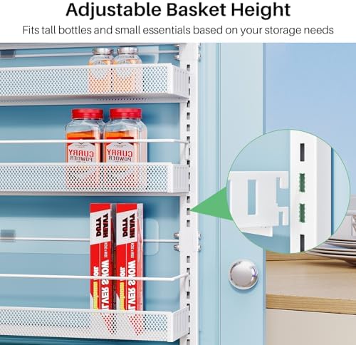 SNTD 8 Tiers Over the Door Organizer, 17" W x 6" D x 69" H, White - Image 3