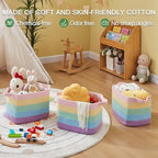 OIAHOMY Cotton Rope Storage Baskets for Organizing Rainbow Pastel 3-Pack - Image 2