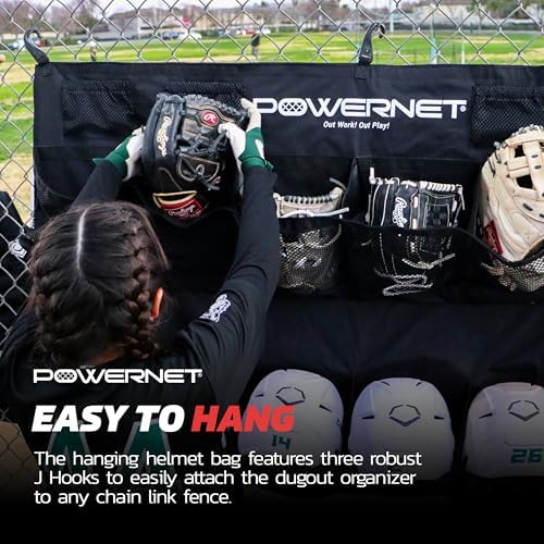 PowerNet Softball & Baseball Helmet Hanging Bag, 12 Pocket Baseball Glove & Helmet Storage Holder & Dugout Organizer, Portable Baseball Gear Training Equipment Holder, Team Colors - Image 4