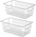 Freezer Wire Storage Baskets,Farmhouse Organizer Storage Bins Large Organizer Bins for Laundry Room, Closets, Garage, Office, Bathroom, Pantry Organization Storage Bins -Set of 2 (Chrome) by SANNO