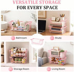 SUNALLY Stackable Storage Bins 4 Pcs Wire Baskets Freezer Organizer, Pink - Image 7