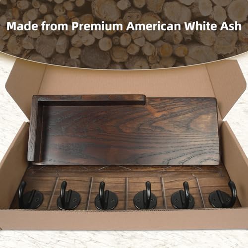 Key Holder Wall Decor, 11.8" Solid Ash Wood Entryway Organizer - Image 2