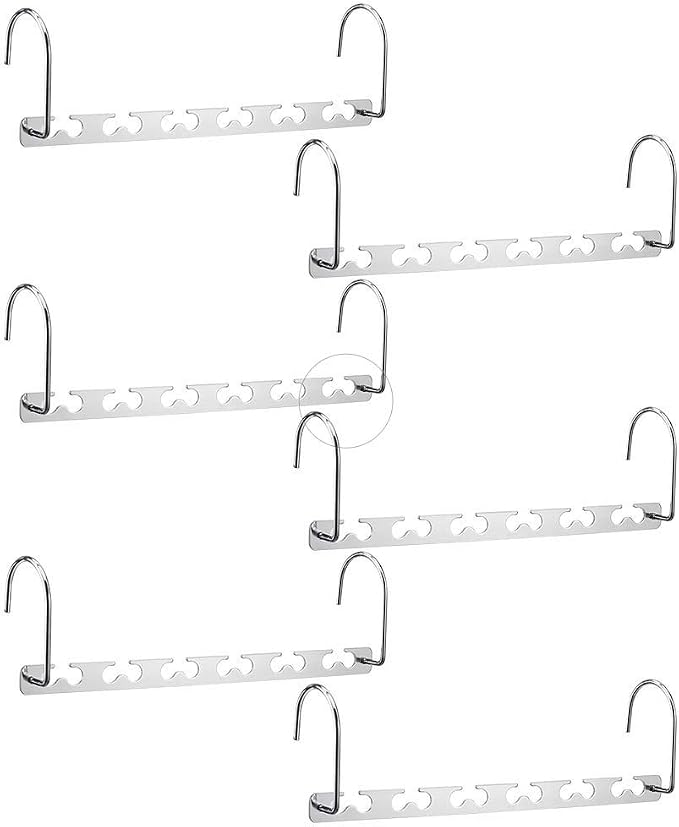 Meetu Space Saving Hangers - Metal Clothes Hangers with 6X2 Slots, Magic Cascading Design, Updated Hooks (Pack of 6) by Meetu