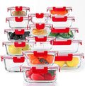KOMUEE 30 Pieces Glass Food Storage Containers Set, Red by KOMUEEUS
