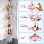 HAMITOR Corner Shower Caddy, 4 Tier Adjustable Bathroom Organizer - Pink - Image 5