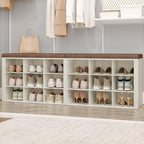 Hzuaneri Shoe Storage Bench with Cushion, Storage Bench with 18 Cubbies by Hzuaneri