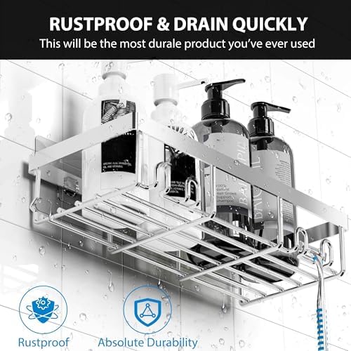 Moforoco Adhesive Shower Caddy Organizer Shelves Rack - 5 Pack Corner Bathroom Storage Organization, Home & Kitchen Decor Inside RV Accessories, Hanging First Apartment Household Camper Essentials - Image 2